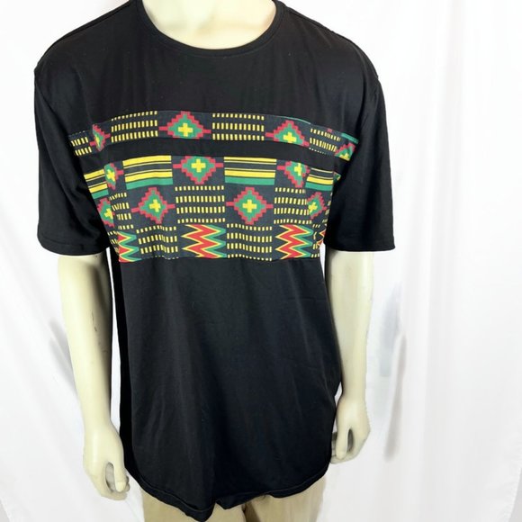 D'iyanu African Print T-Shirt Black XXL Short Sleeve - Picture 1 of 6